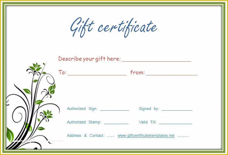 Free Printable Gift Certificates Templates Of Customize Gift Certificate Vouchers