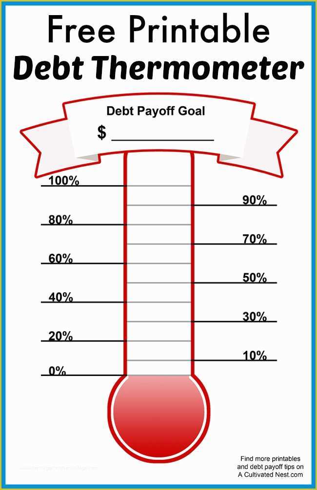 Free Printable Goal thermometer Template Of Free Printable Debt thermometer