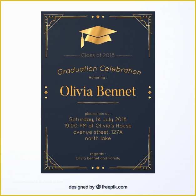 Free Printable Graduation Invitation Templates Of Graduation Invitation Template with Flat Design Vector