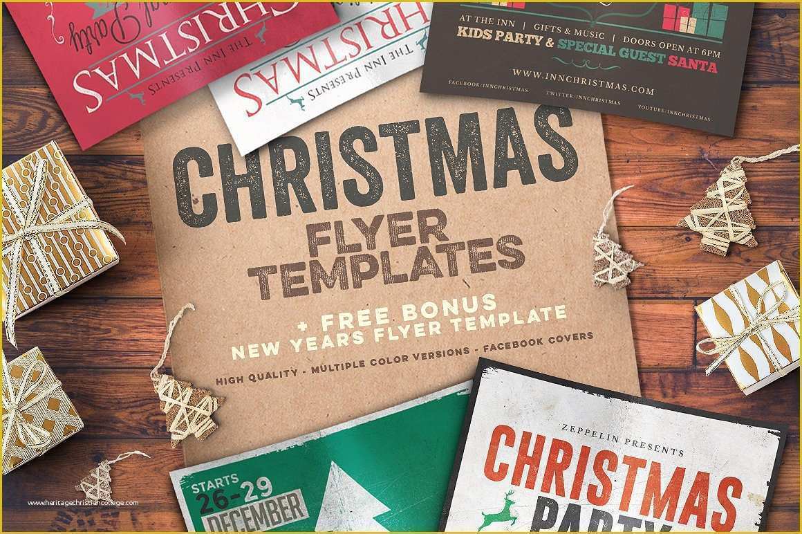 Free Printable Graphics Template Of Christmas Flyers Bundle Flyer Templates Creative Market