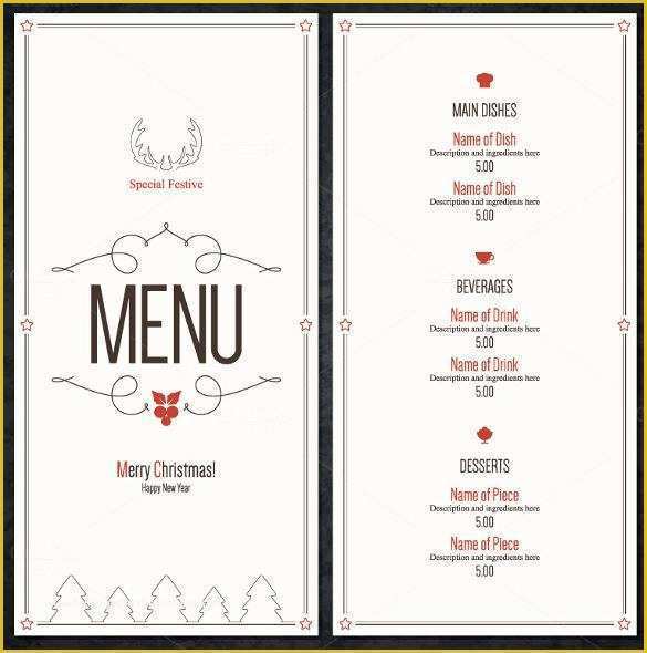 Free Printable Holiday Menu Template Of 13 Christmas Menu Templates Free Download