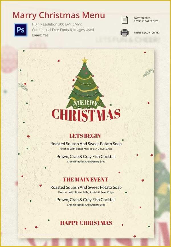Free Printable Holiday Menu Template Of 35 Christmas Menu Template Free Sample Example format