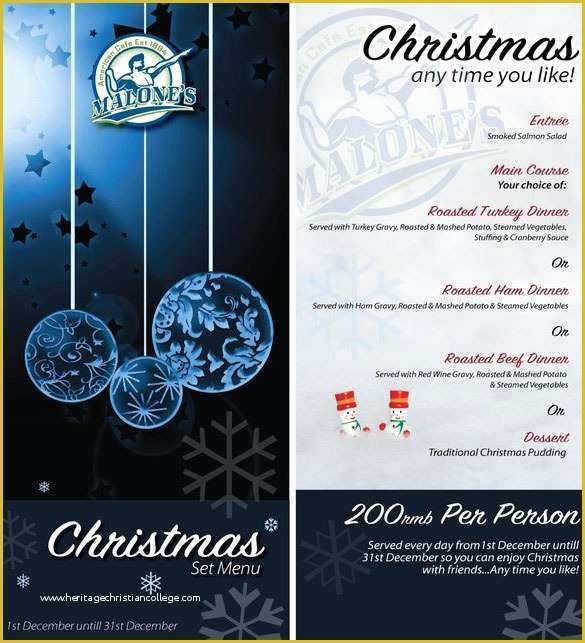 Free Printable Holiday Menu Template Of Christmas Menu Template 16 Free Psd Eps Ai