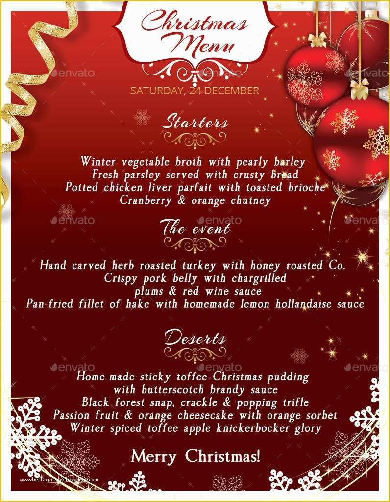 Free Printable Holiday Menu Template Of Christmas Menu Template by Oloreon