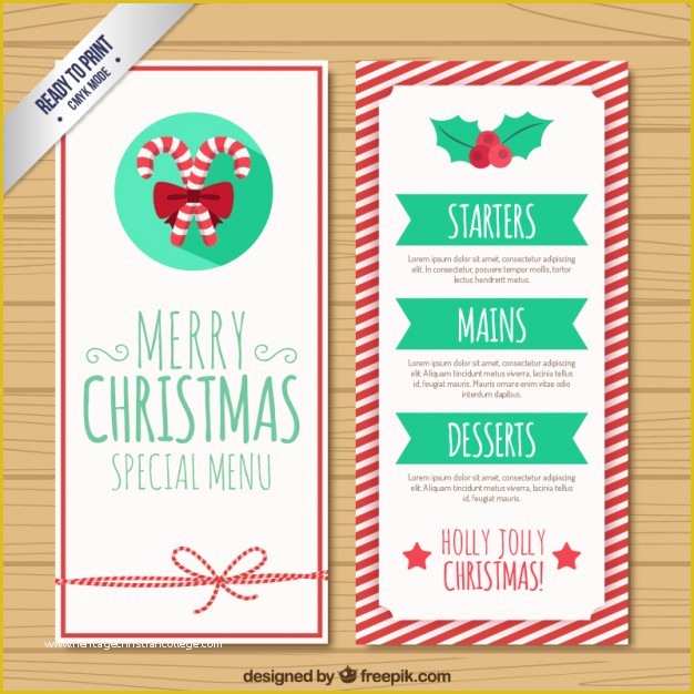 Free Printable Holiday Menu Template Of Christmas Menu Template Vector