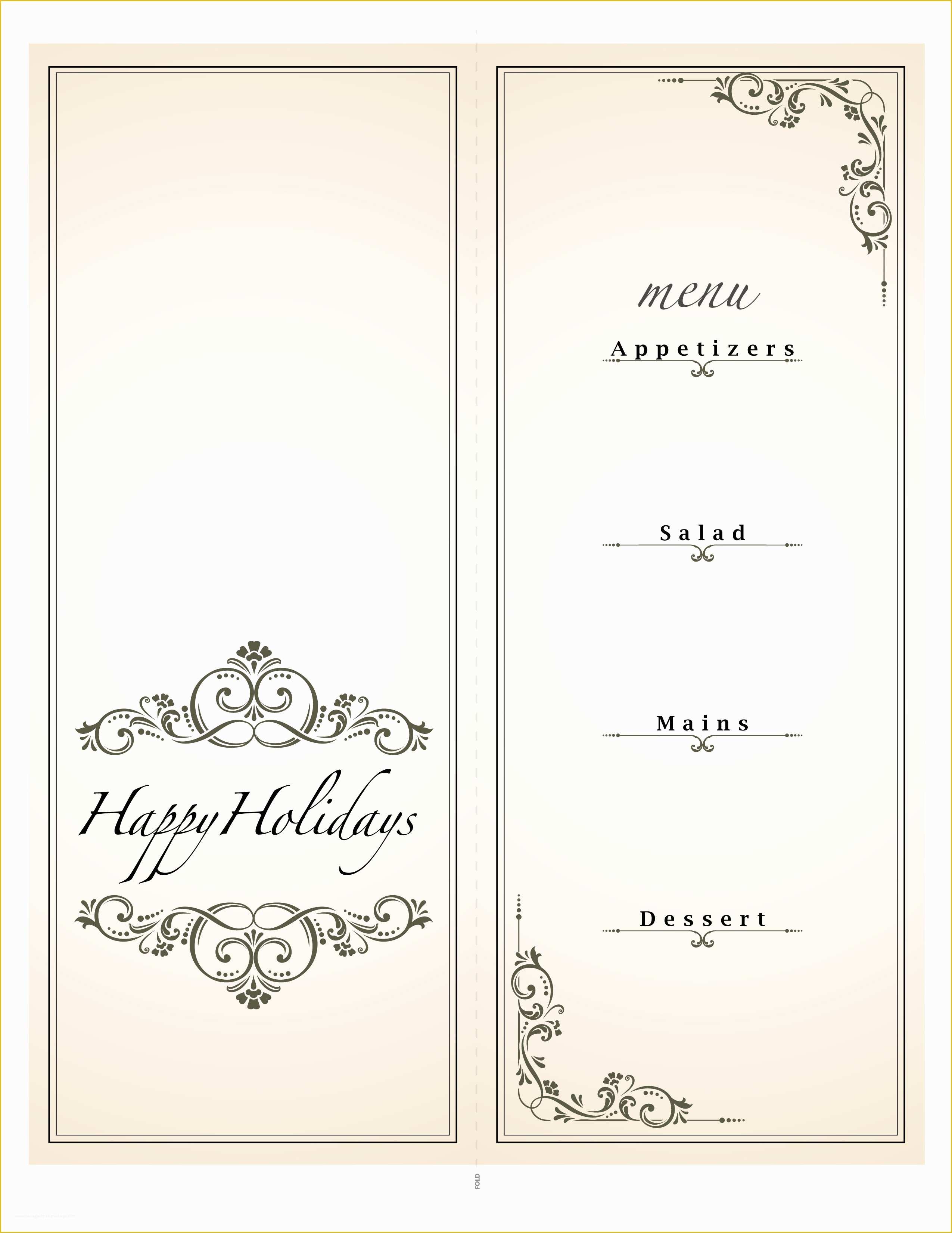 Free Printable Holiday Menu Template Of Dinner Menu Template