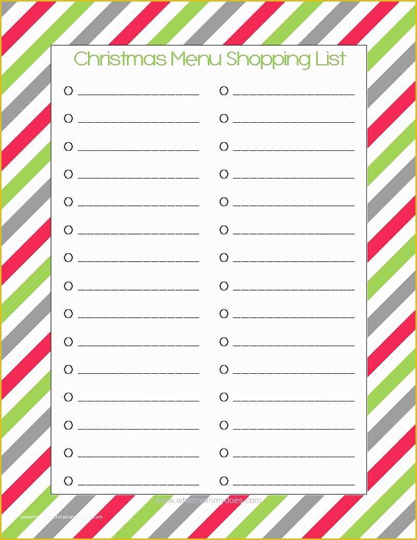 Free Printable Holiday Menu Template Of Free Printable Christmas Menu Shopping List What Mommy Does