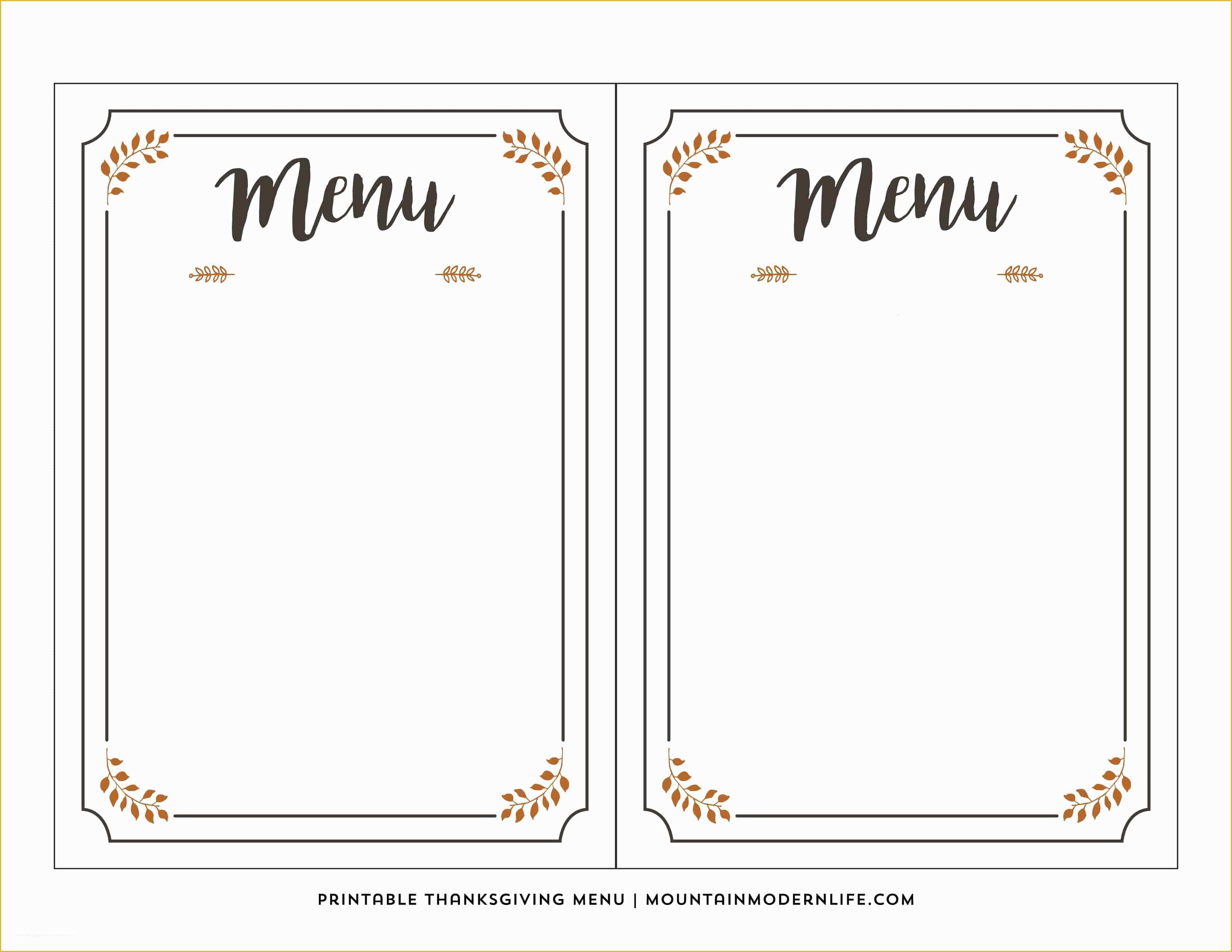 Free Printable Holiday Menu Template Of Free Printable Thanksgiving Menu