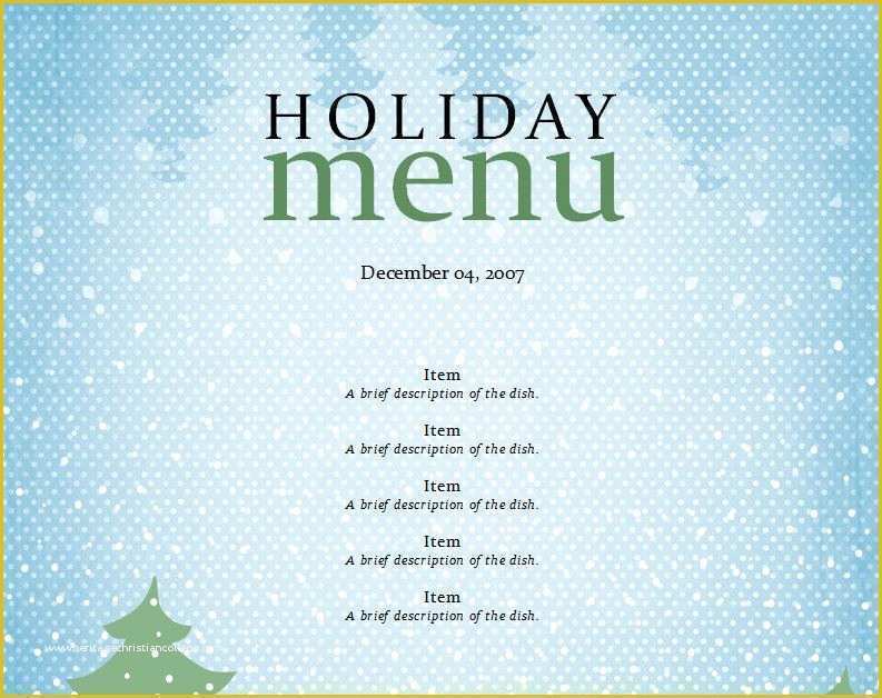 Free Printable Holiday Menu Template Of Holiday Menu Template