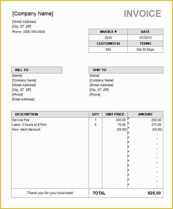 Free Printable Invoice Template Microsoft Word Of 60 Microsoft Invoice Templates Pdf Doc Excel