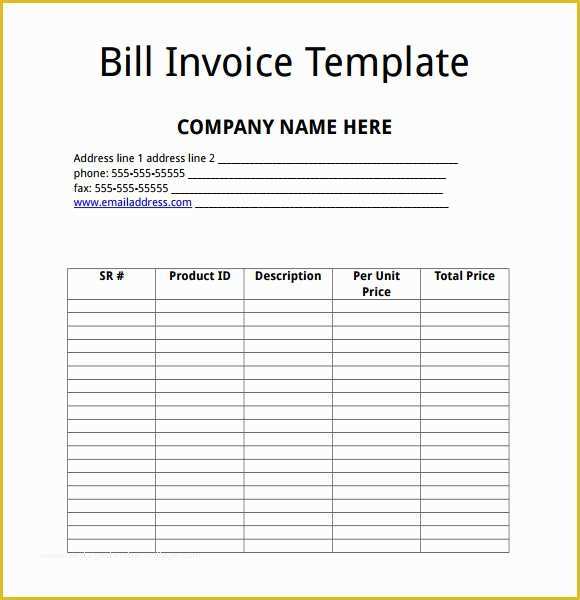 Free Printable Invoice Template Microsoft Word Of Billing Invoice Template 10 Free Word Pdf format