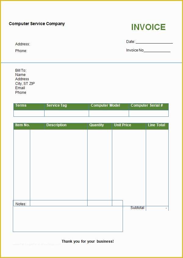 Free Printable Invoice Template Microsoft Word Of Blank Business Invoice Template