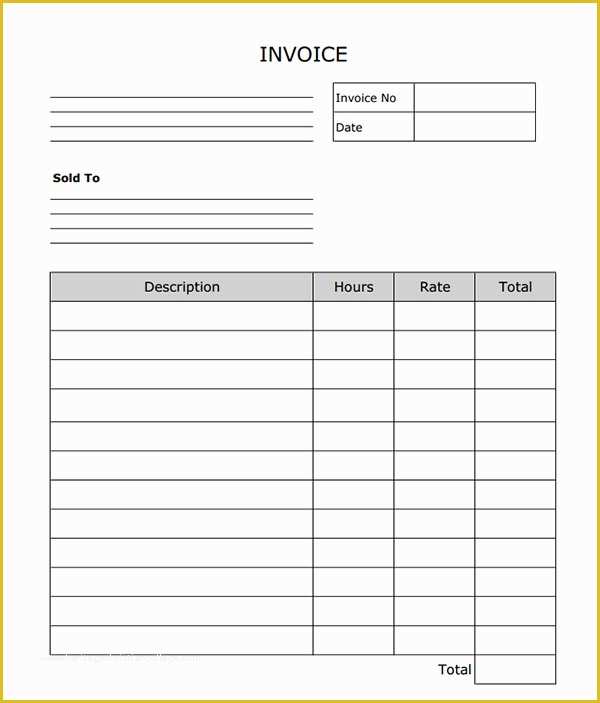 Free Printable Invoice Template Microsoft Word Of Blank Invoice Template