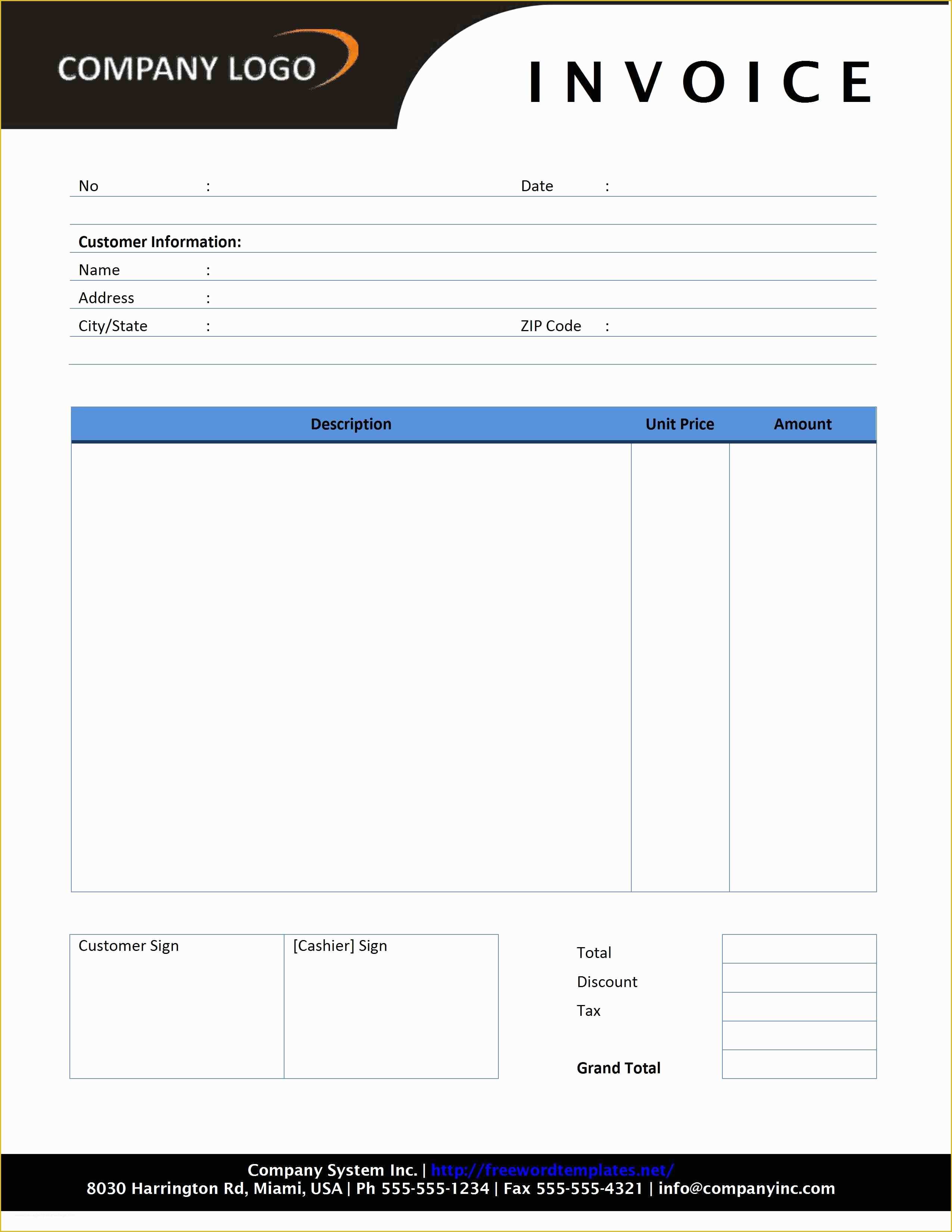 Free Printable Invoice Template Microsoft Word Of Contractor Invoice Template