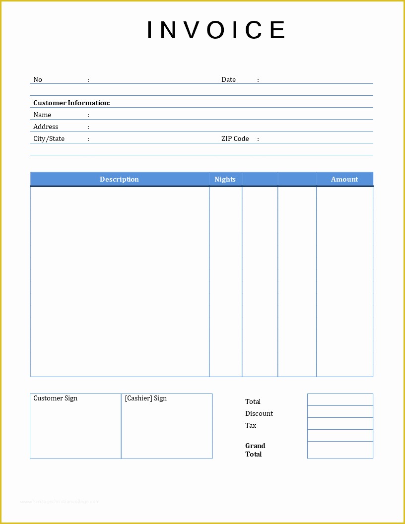 Free Printable Invoice Template Microsoft Word Of Free Rental Invoice Template Word