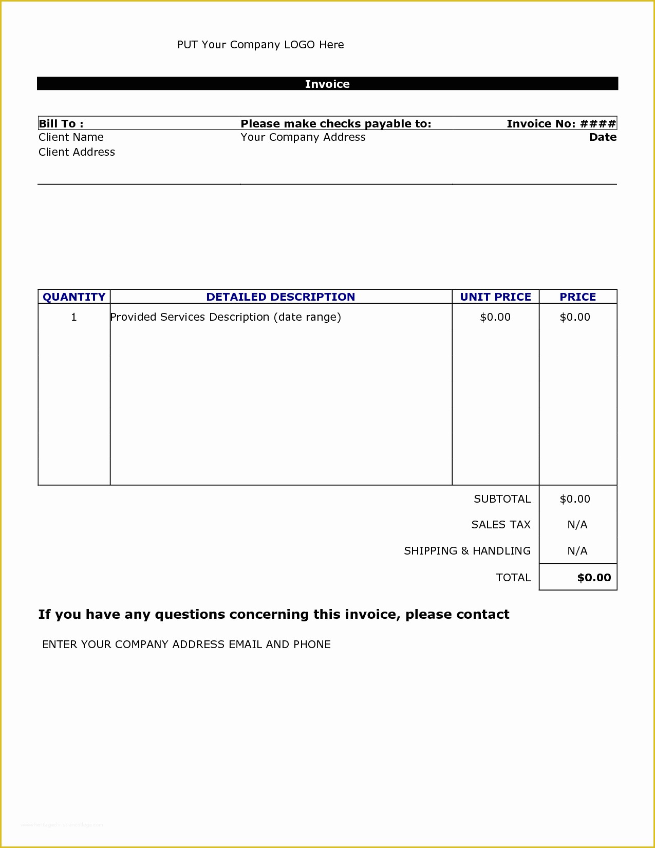 Free Printable Invoice Template Microsoft Word Of Invoice Template Word 2010