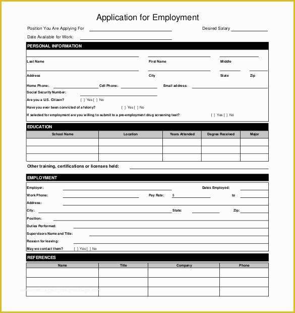 Free Printable Job Application Template Of 10 Restaurant Application Templates – Free Sample