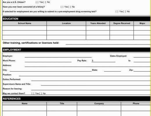 Free Printable Job Application Template Of 50 Free Employment Job Application form Templates