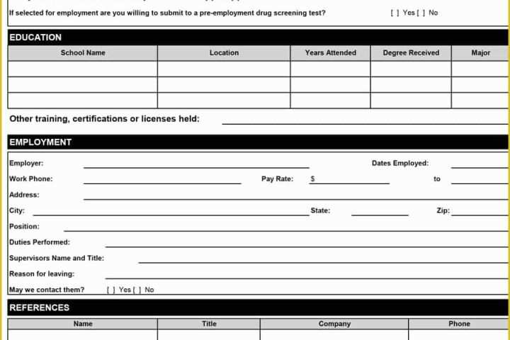 Free Printable Job Application Template Of 50 Free Employment Job Application form Templates