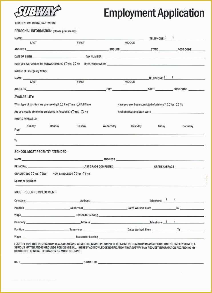 Free Printable Job Application Template Of Free Printable Employment Application Template Job