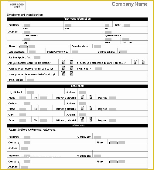 Free Printable Job Application Template Of Free Printable Job Application form Template form Generic