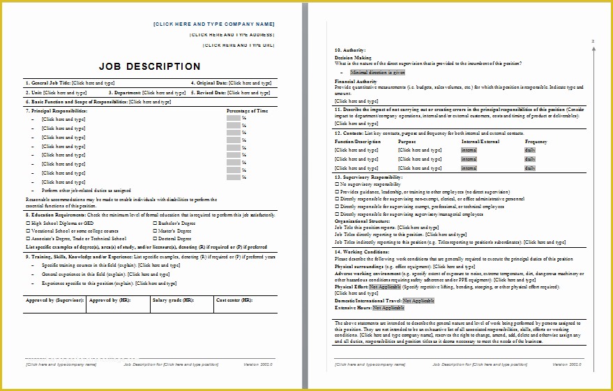 Free Printable Job Description Template Of 10 Best Of Job Description format Template Sample