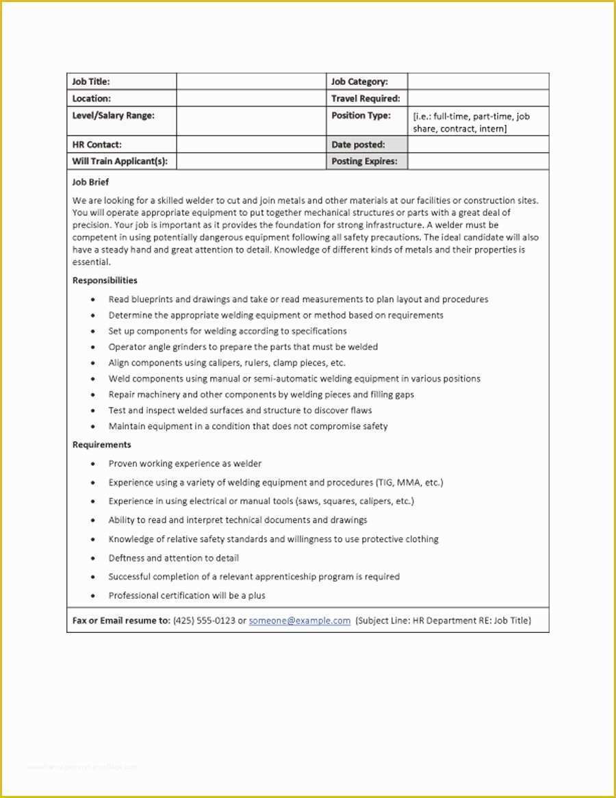 Job Description Template All Free Templates Excel Word Templates Vrogue