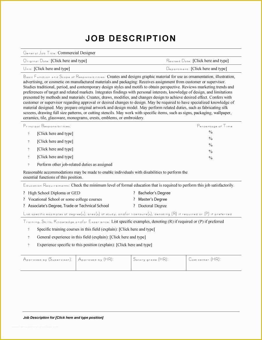 Free Printable Job Description Template Of 47 Job Description Templates & Examples Template Lab