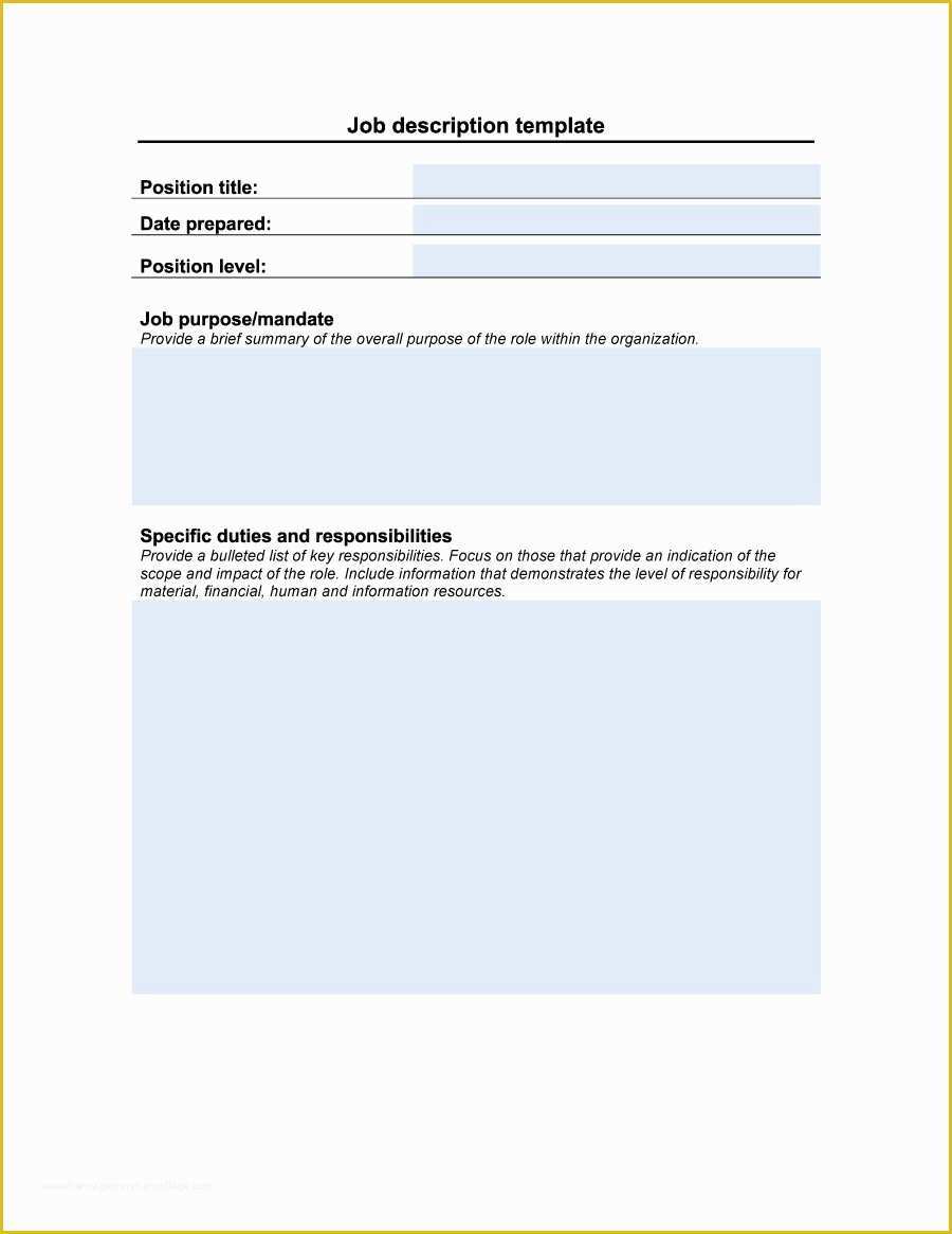 Free Printable Job Description Template Of 47 Job Description Templates & Examples Template Lab