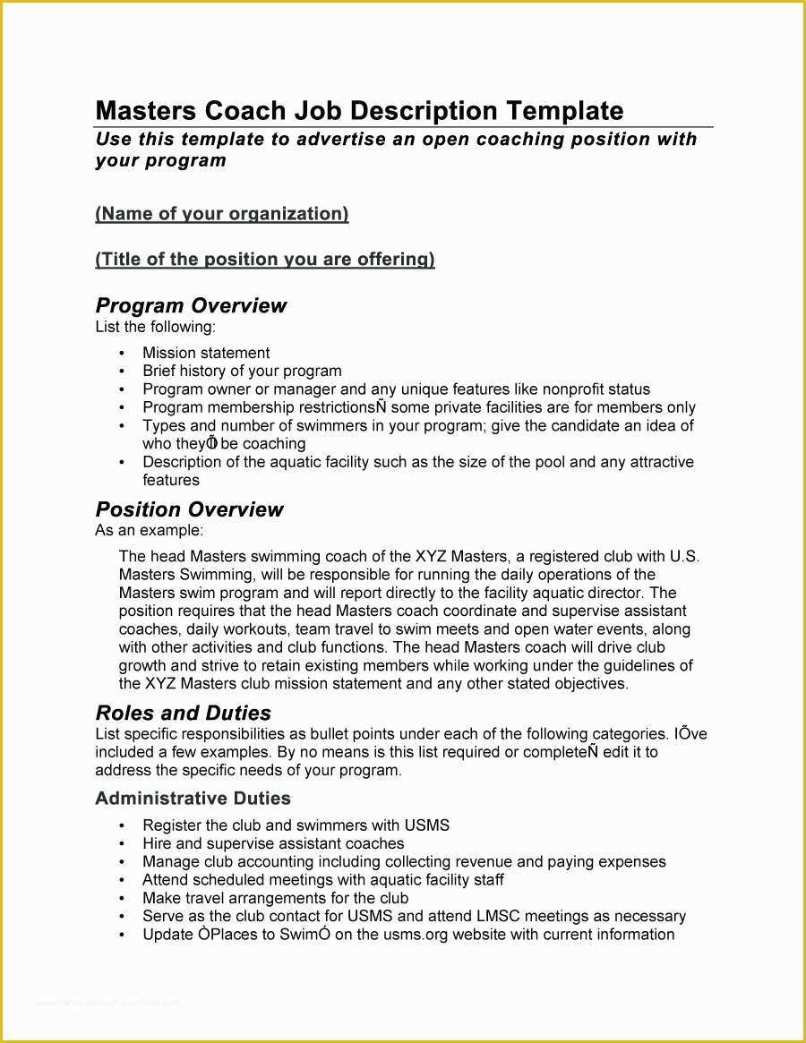 Free Printable Job Description Template Of 47 Job Description Templates & Examples Template Lab