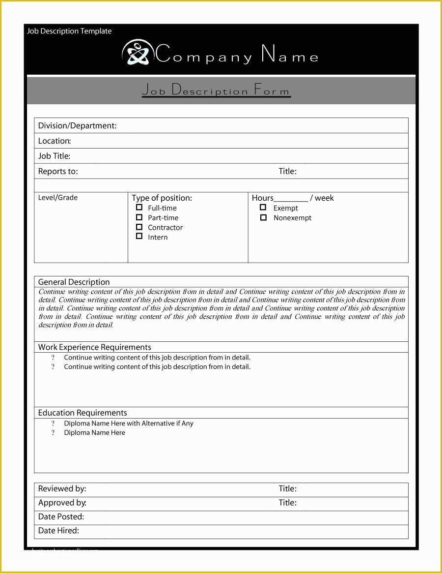 Free Printable Job Description Template Of 47 Job Description Templates &amp; Examples Template Lab