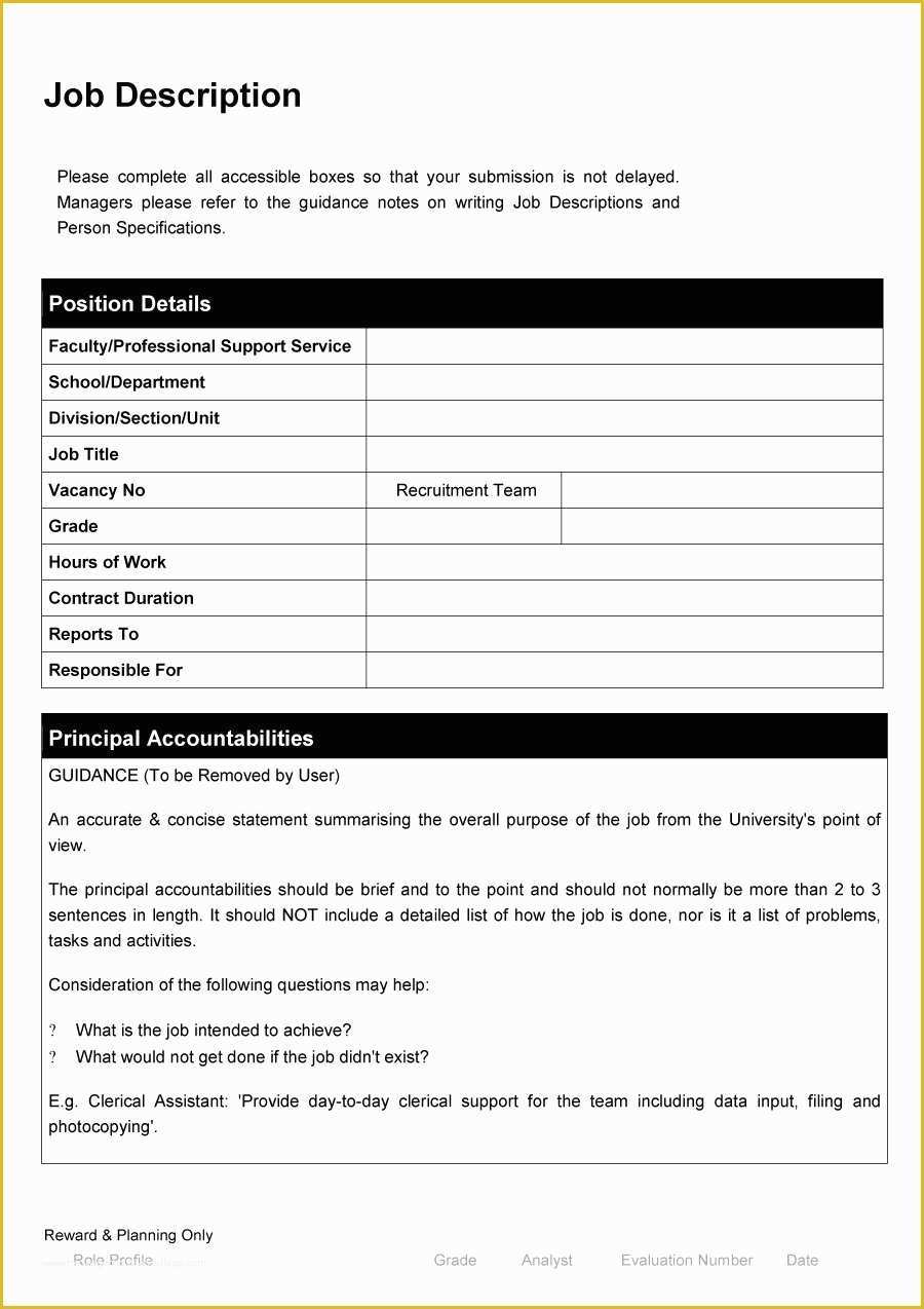 Free Printable Job Description Template Of 47 Job Description Templates & Examples Template Lab