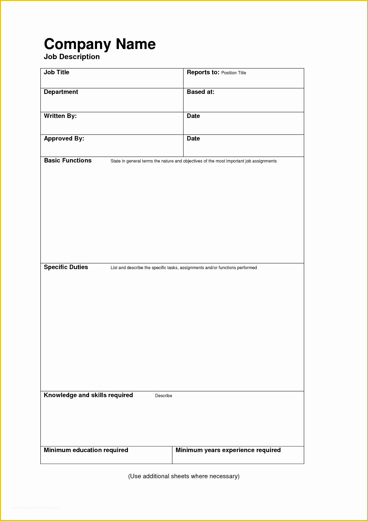 Free Printable Job Description Template Of Best S Of Basic Job Description Template Job