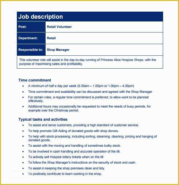 Free Printable Job Description Template Of Create Print Free Job Description Template Job Spec How to