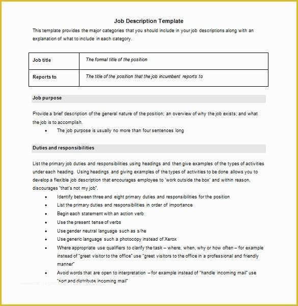 Free Printable Job Description Template Of It Job Description Template Beautiful Template Design Ideas