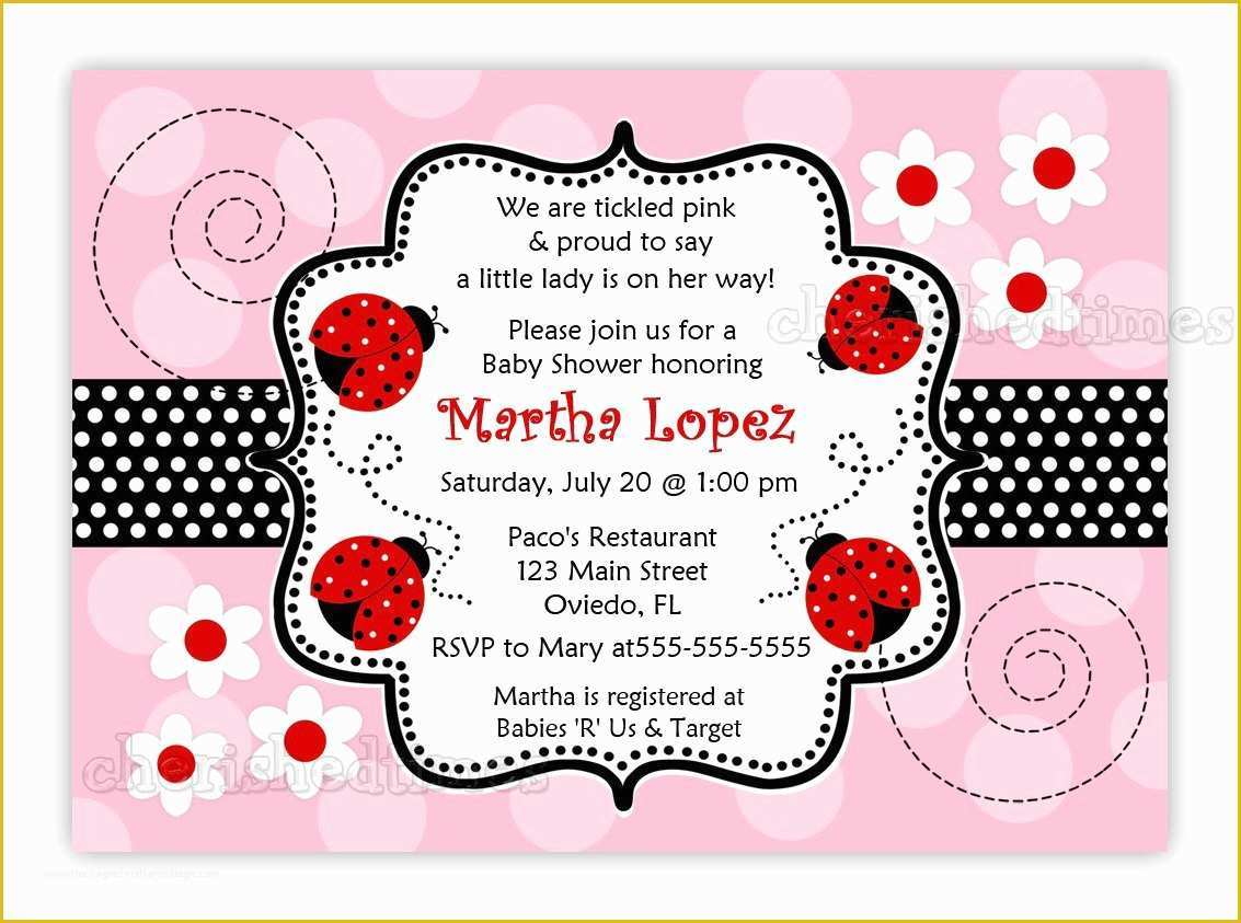 Free Printable Ladybug Baby Shower Invitations Templates Of Another Pink and Red Ladybug Baby Shower Invitation You