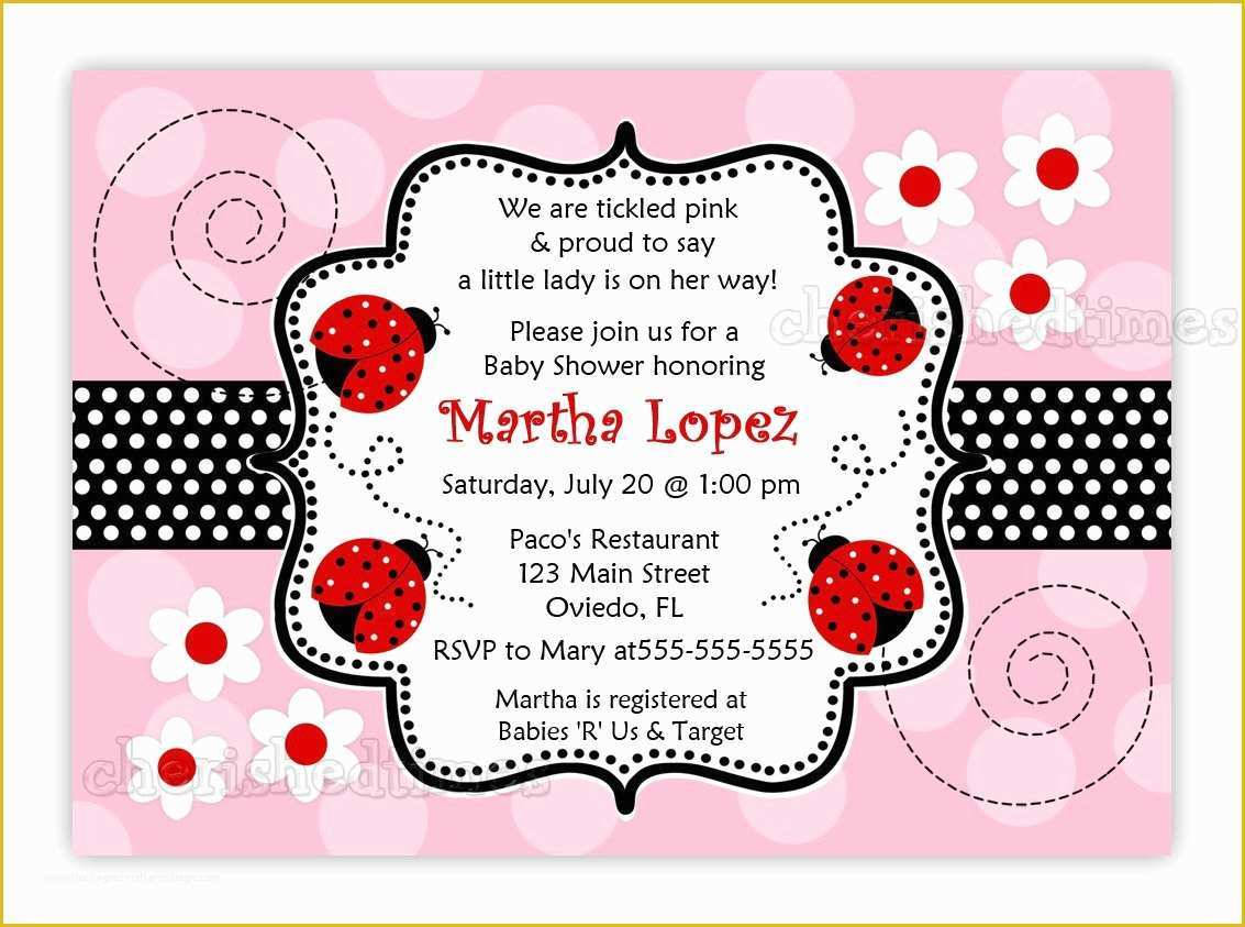 Free Printable Ladybug Baby Shower Invitations Templates Of Another Pink and Red Ladybug Baby Shower Invitation You