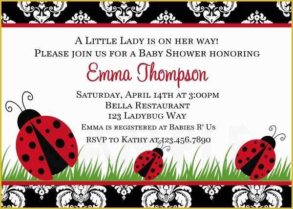 Free Printable Ladybug Baby Shower Invitations Templates Of Baby Shower Invitations Girl Ladybug Invite Printable