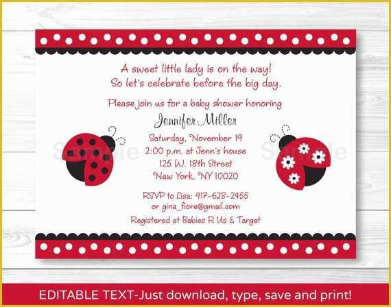 Free Printable Ladybug Baby Shower Invitations Templates Of Best S Of Ladybug Invitations Free Download Ladybug