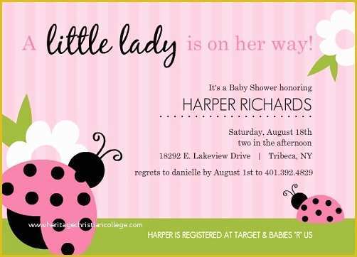 Free Printable Ladybug Baby Shower Invitations Templates Of Girl Baby Shower Invitations From Purpletrail