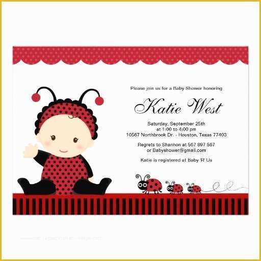 Free Printable Ladybug Baby Shower Invitations Templates Of Lady Bug Baby Shower Invitation 5" X 7" Invitation Card