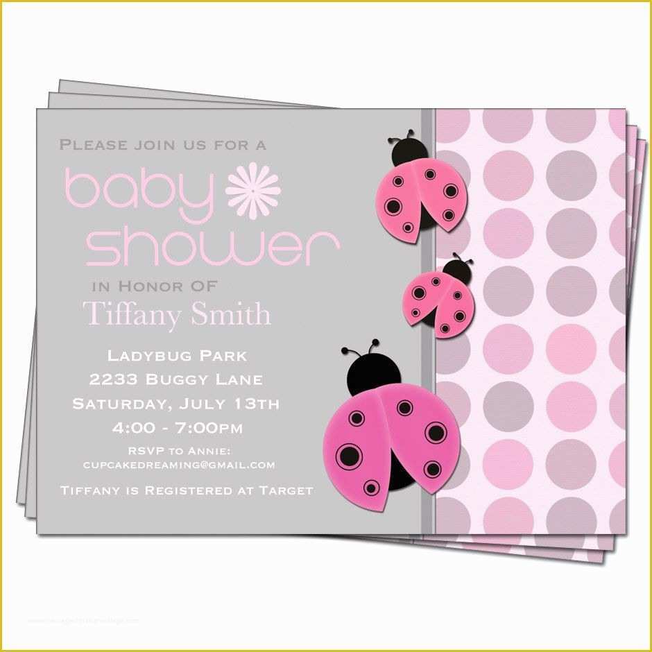 Free Printable Ladybug Baby Shower Invitations Templates Of Ladybug Baby Shower Girl Invitations Printable Design $13