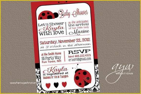 Free Printable Ladybug Baby Shower Invitations Templates Of Ladybug Baby Shower Invitation Girl Invitation Ladybug