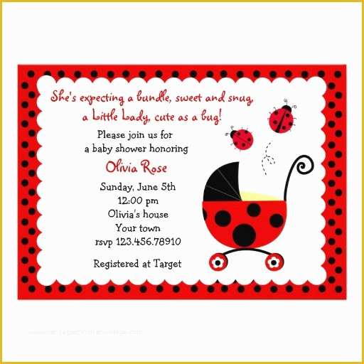 Free Printable Ladybug Baby Shower Invitations Templates Of Ladybug Baby Shower Invitations 5" X 7" Invitation Card