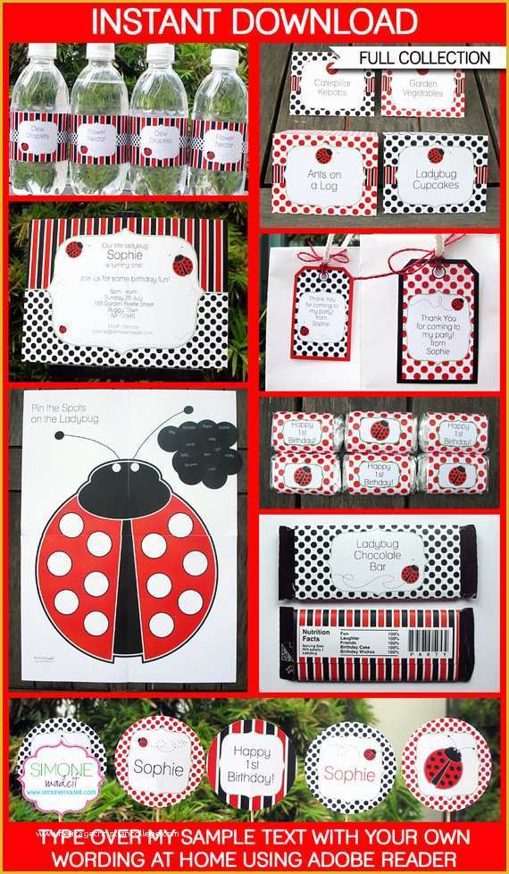 Free Printable Ladybug Baby Shower Invitations Templates Of Ladybug Party Invitations & Decorations Full Printable