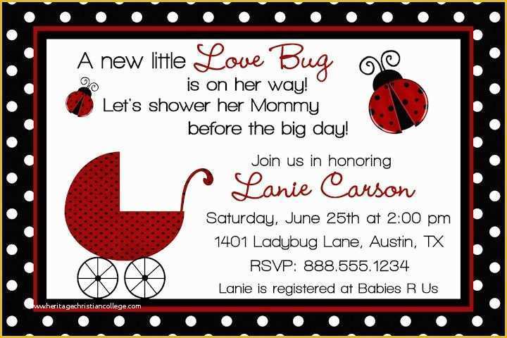 Free Printable Ladybug Baby Shower Invitations Templates Of Personalized Ladybug Lady Bug Girl Baby Shower by