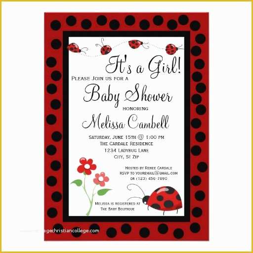 Free Printable Ladybug Baby Shower Invitations Templates Of Red Black Ladybug Baby Shower Invitation Template