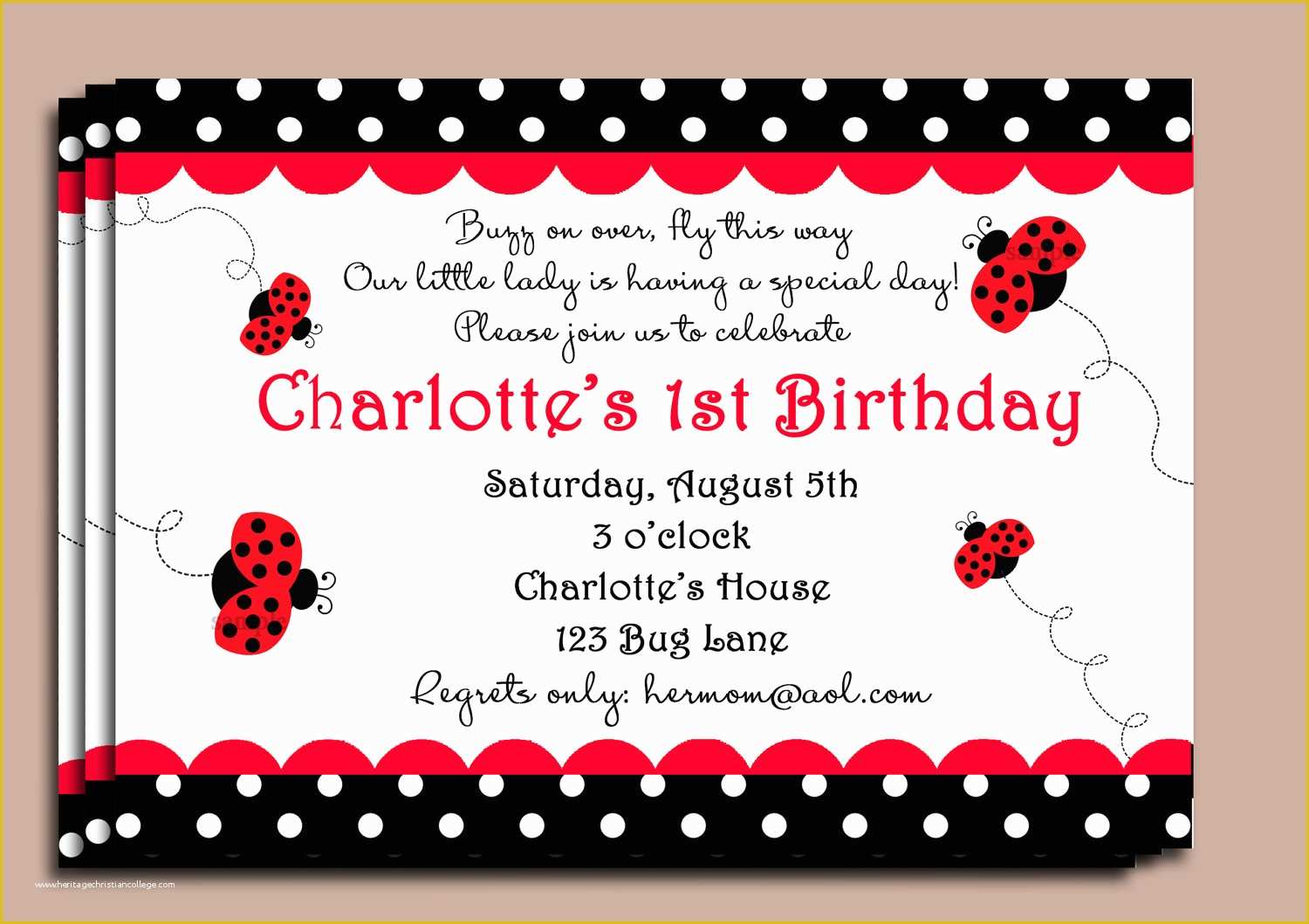 Free Printable Ladybug Baby Shower Invitations Templates Of Red Ladybug Invitation or Printed with Free Shipping