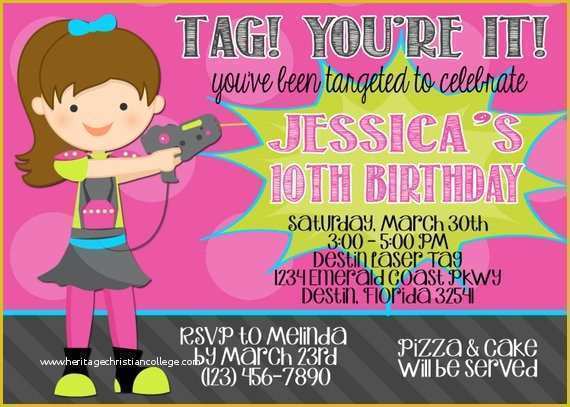 Free Printable Laser Tag Invitation Template Of Laser Tag 5x7 Birthday Party Invitation Printable