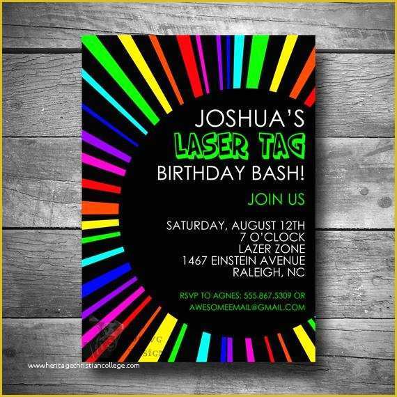 Free Printable Laser Tag Invitation Template Of Laser Tag Birthday Invitation Rainbow Invite Printable